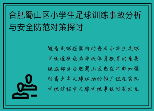 合肥蜀山区小学生足球训练事故分析与安全防范对策探讨