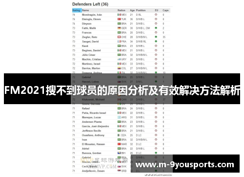FM2021搜不到球员的原因分析及有效解决方法解析